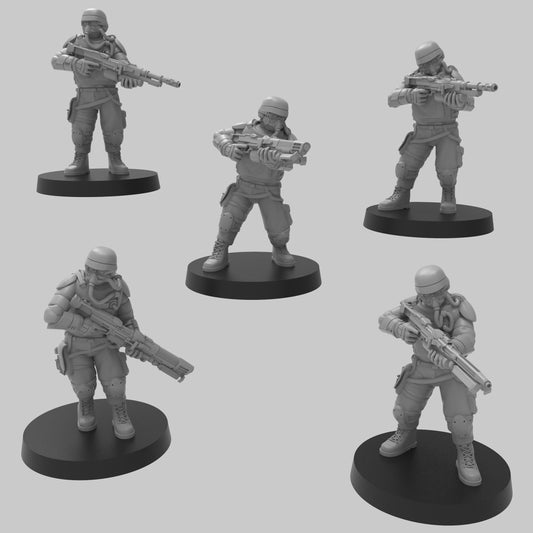 Heck Ghosts Assault Infantry w/ Special Weapons, Semi-modular Sci-Fi warriors by ThatEvilOne, Sci-Fi Wargames Guard Proxy, Imperial Auxilia
