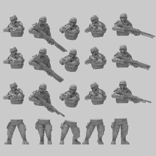 Heck Ghosts Assault Infantry w/ Special Weapons, Semi-modular Sci-Fi warriors by ThatEvilOne, Sci-Fi Wargames Guard Proxy, Imperial Auxilia