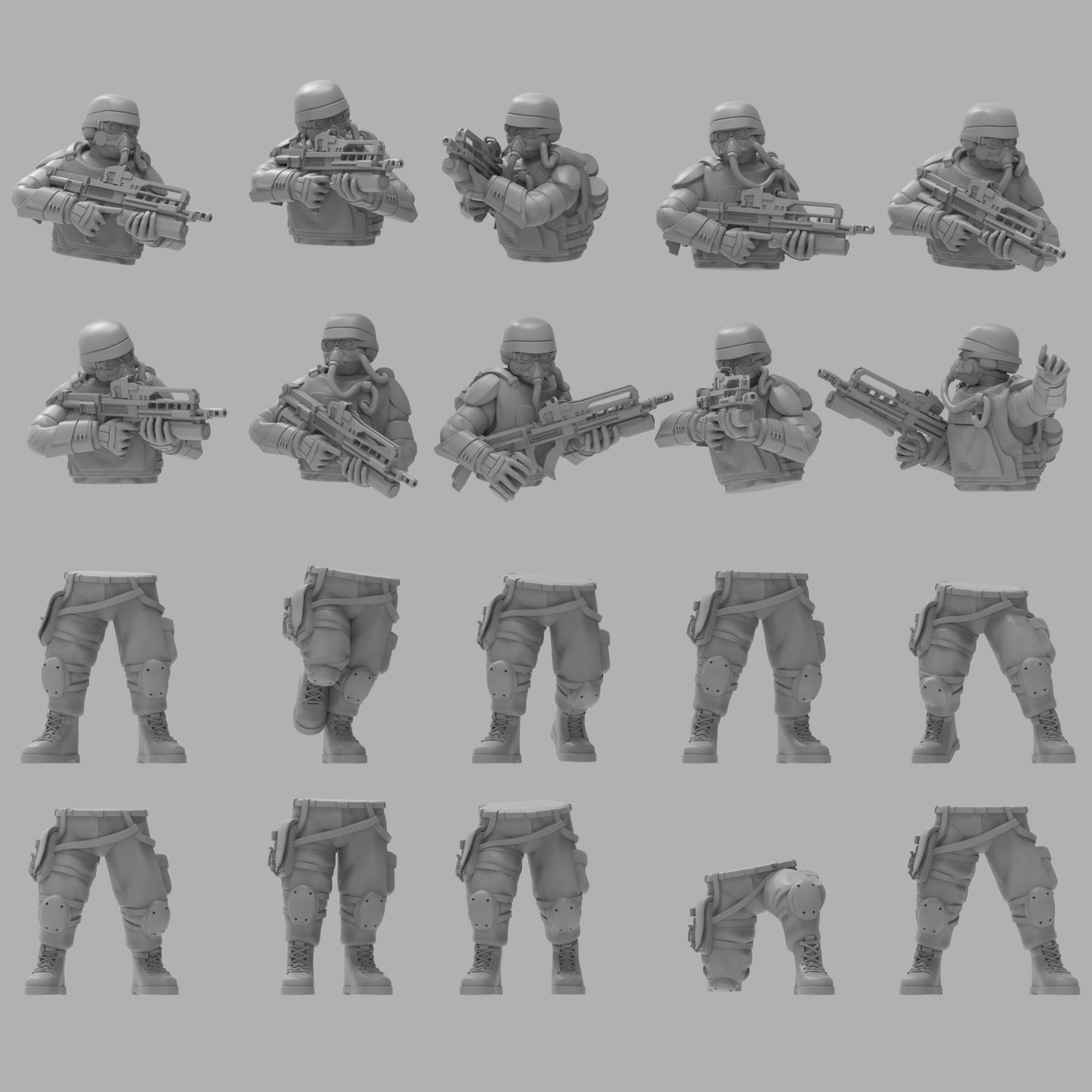 Heck Ghosts Assault Infantry w/ Rifles, Semi-modular Sci-Fi warriors by ThatEvilOne, Sci-Fi Wargames Guard Proxy, Imperial Auxilia Army