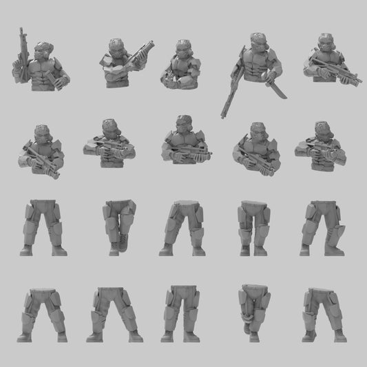 Heck Ghosts Advanced Infantry w/ Special Weapons, Semi-modular Sci-Fi warriors by ThatEvilOne, Sci-Fi Wargames Guard Proxy, Imperial Auxilia