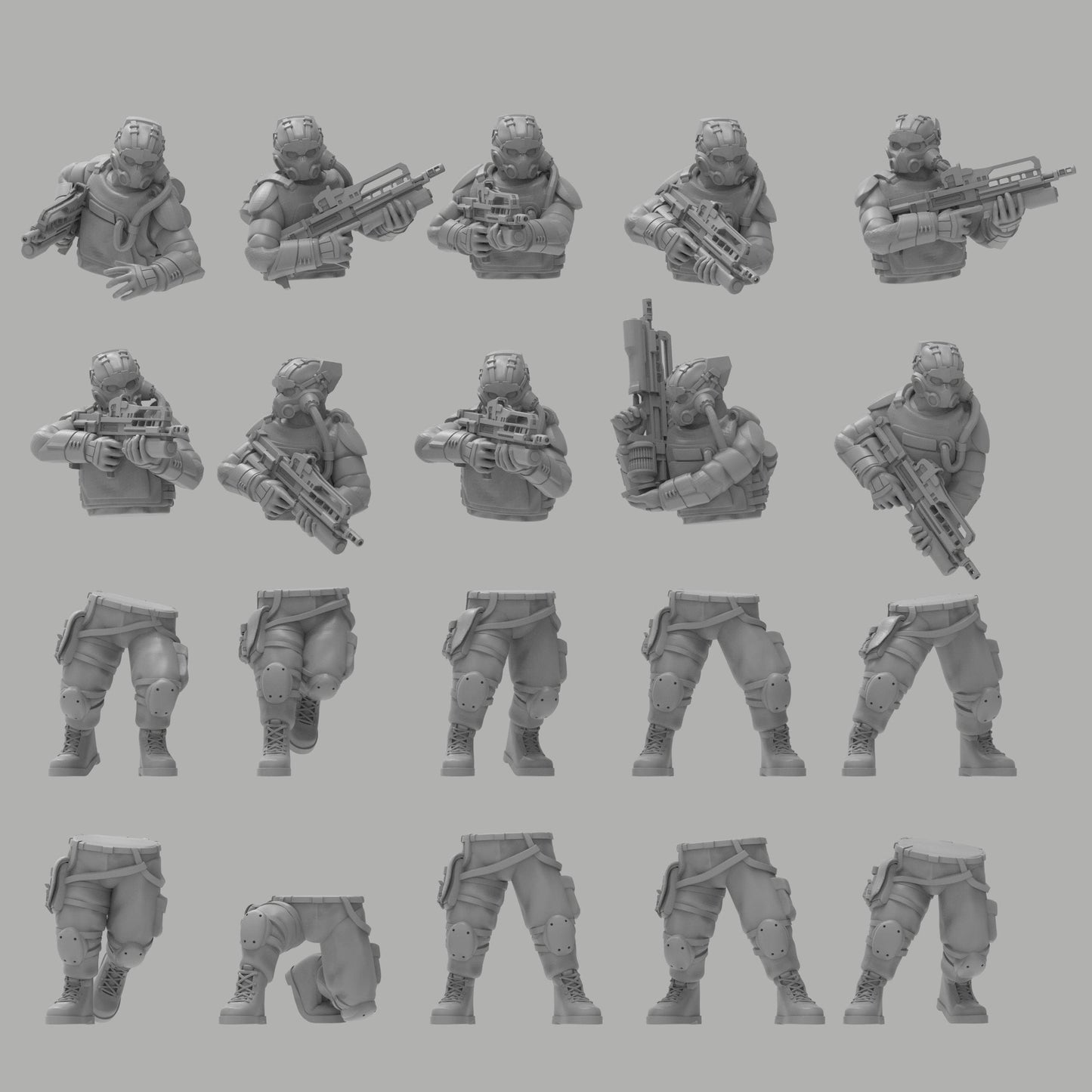 Heck Ghosts Advanced Infantry w/ Rifles, Semi-modular Sci-Fi warriors by ThatEvilOne, Sci-Fi Wargames Guard Proxy, Imperial Auxilia