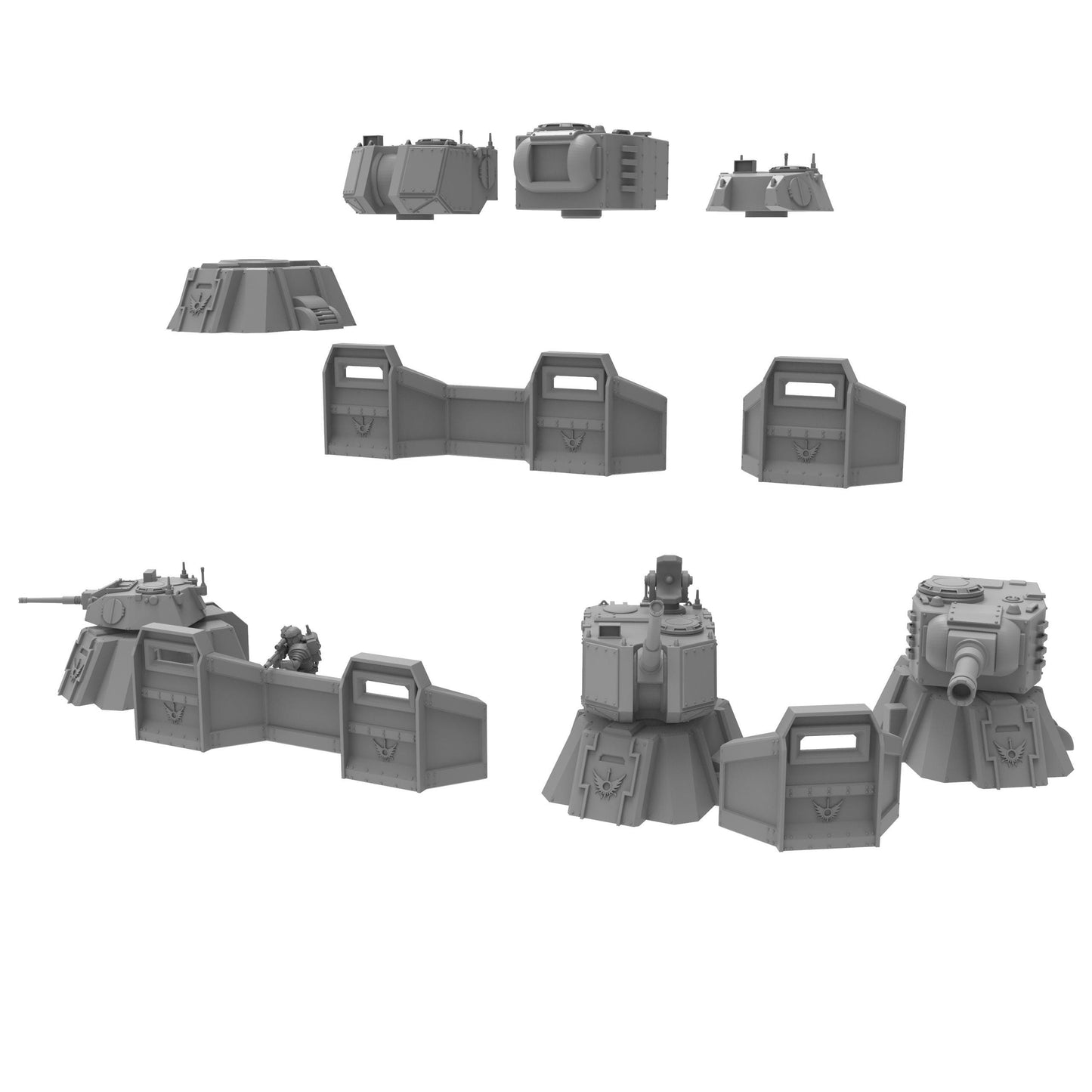 Imperial Defense Line, Imperial Guard, multipart modular Sci-Fi terrain by ThatEvilOne, Sci-Fi Wargames Guard Proxy