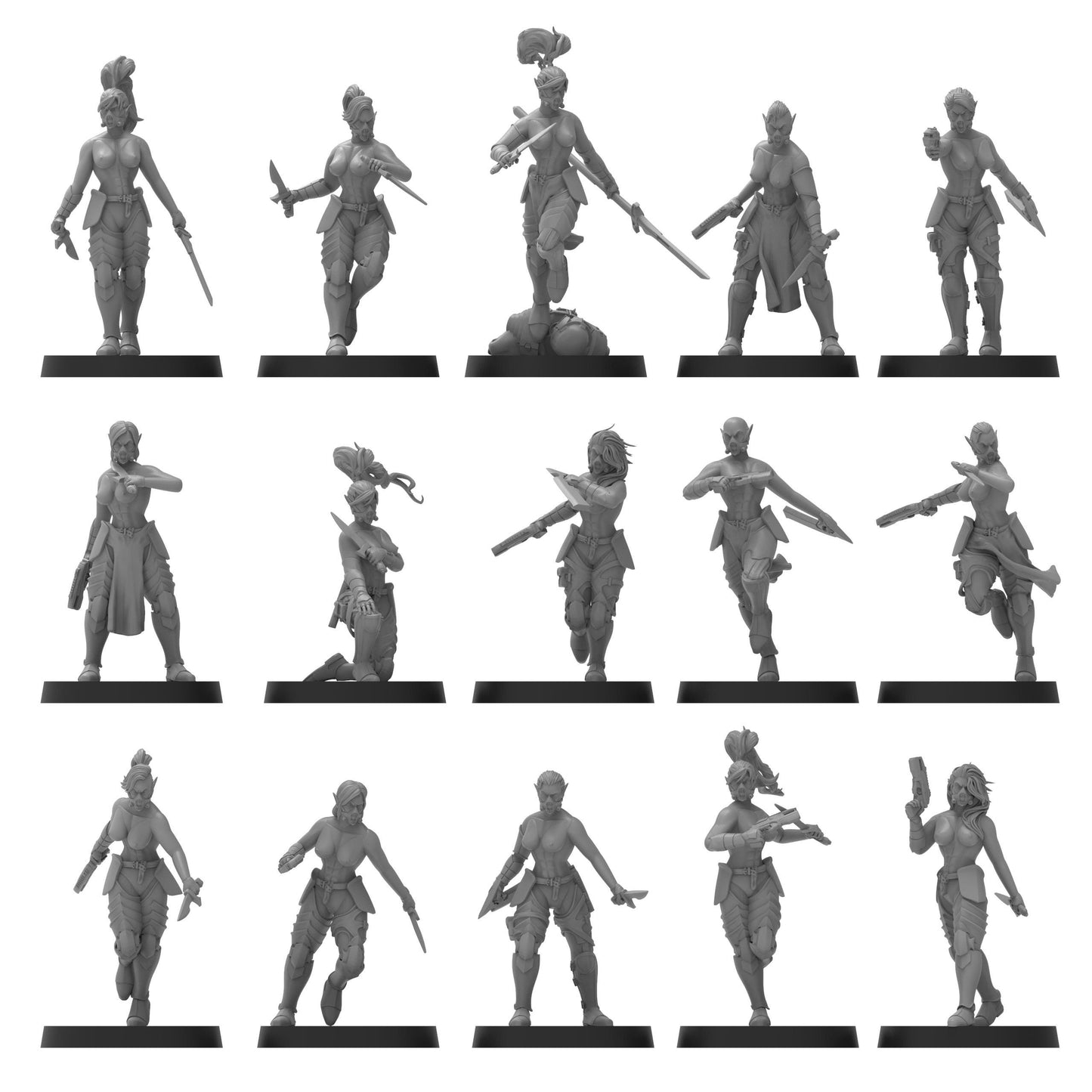 Elven Gladiators, monopose Sci-Fi warriors by ThatEvilOne, Grimdark Space elf proxy