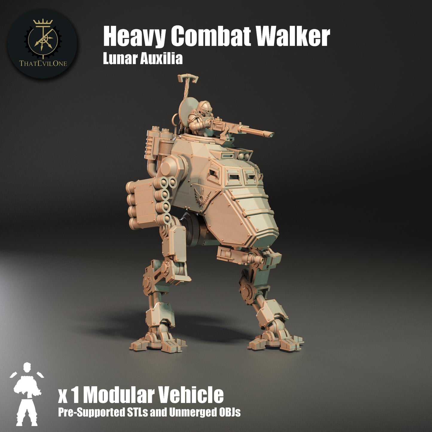 Lunar Auxilia Heavy Combat Walker , Modular Sci-Fi Vehicle by ThatEvilOne, Sci-fi Wargames Proxy