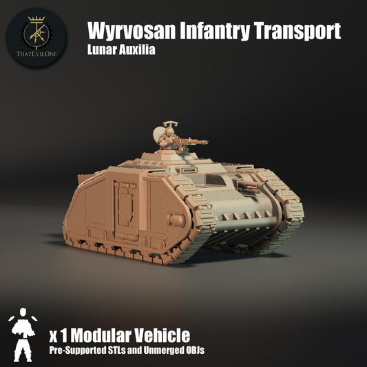 Lunar Auxilia Wyrvosan Infantry Transport, Modular Sci-Fi Vehicle by ThatEvilOne, Sci-fi Wargames Proxy Transport Light Tank