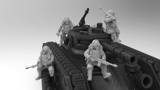 Lunar Auxilia Tank Passengers, Semi-Modular Sci-Fi warriors by ThatEvilOne, Sci-fi Wargames Proxy, Imperial Auxillia Army
