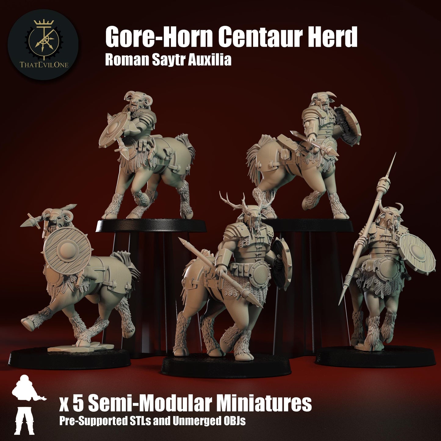 Roman Saytr Gore-Horn Centaurs, Monopose Sci-Fi warriors by ThatEvilOne, Sci-fi Wargames Proxy, Beastmen Roman-inspired chaos army