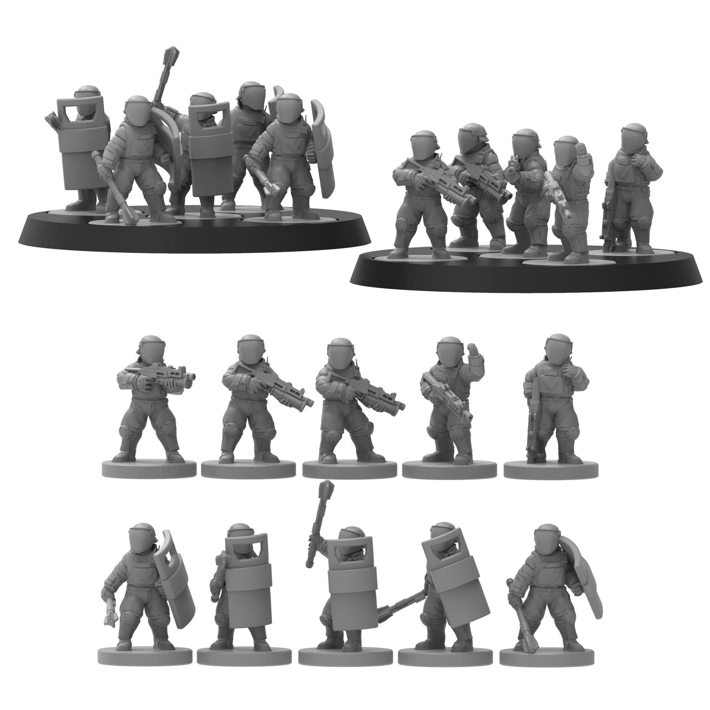 Smol Heckghost Security Teams, 8mm Scale Monopose Sci-Fi warriors by ThatEvilOne, Miniature Sci-Fi Wargames Proxy