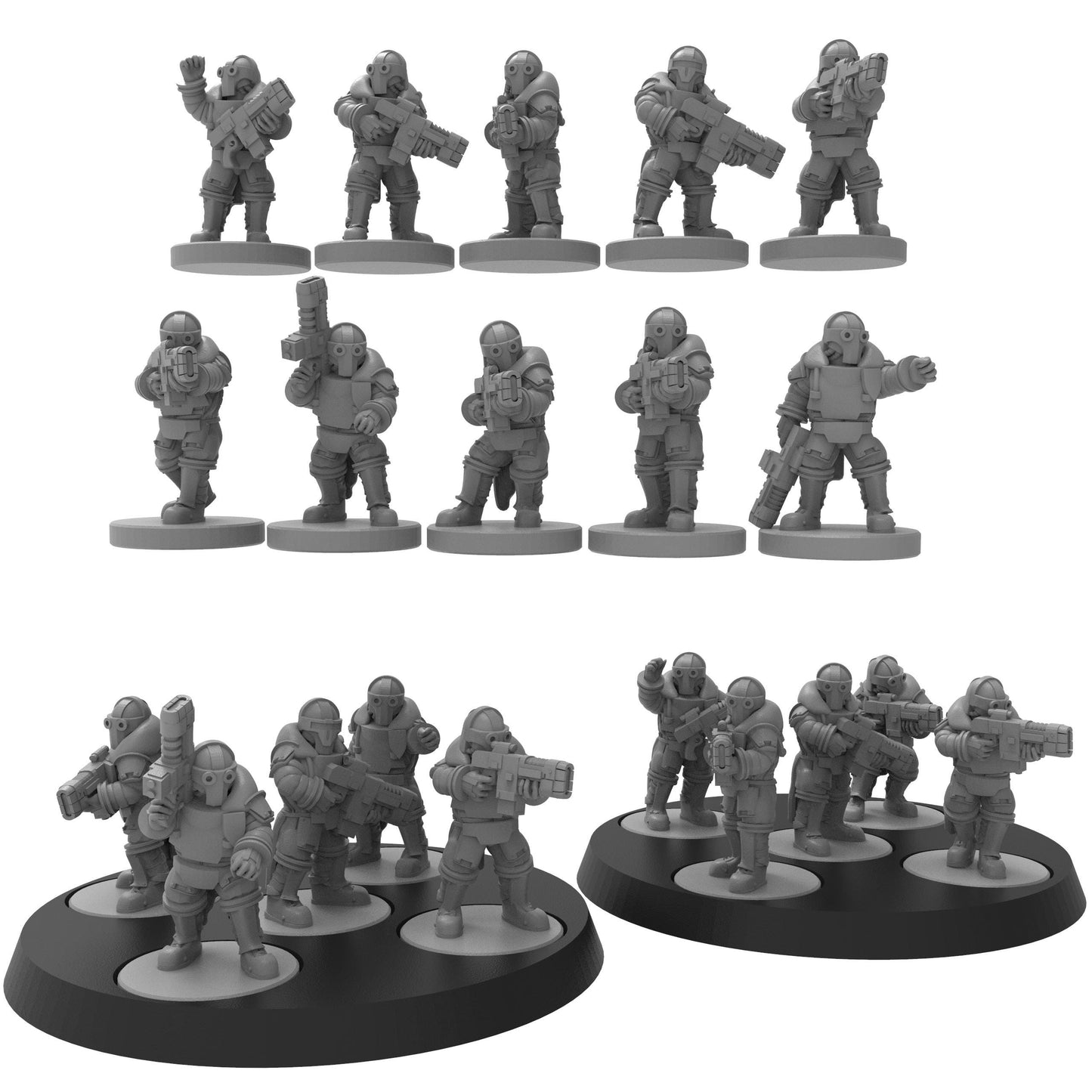 Smol Lunar Auxilia Prima Section, 8mm Scale Monopose Sci-Fi warriors by ThatEvilOne, Miniature Sci-Fi Wargames Proxy