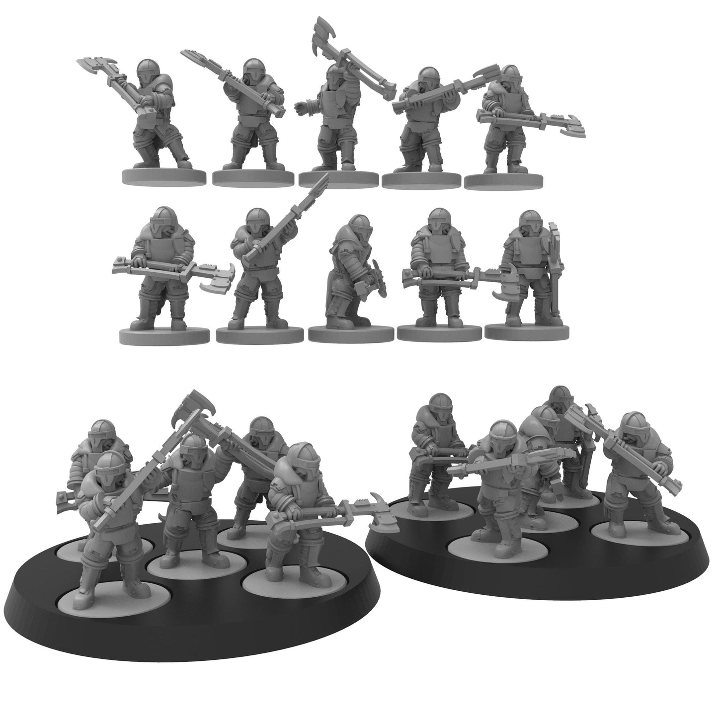 Smol Lunar Auxilia Securis Section, 8mm Scale Monopose Sci-Fi warriors by ThatEvilOne, Miniature Sci-Fi Wargames Proxy