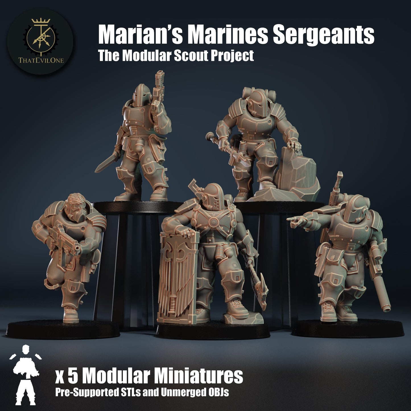 Scout "Marian's Marines" Sergeants, Modular Sci-Fi warriors by ThatEvilOne