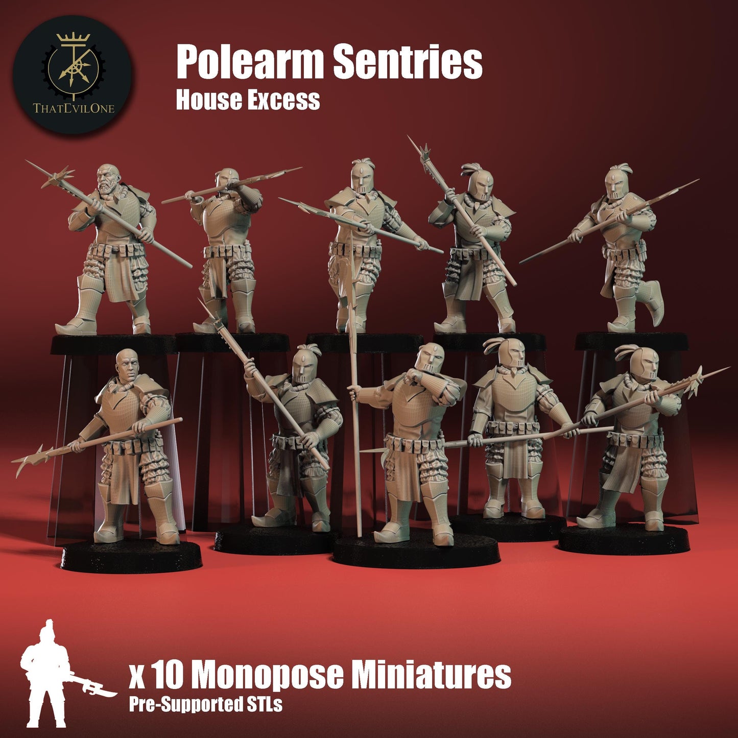 House Excess Polearms, Monopose Sci-Fi warriors by ThatEvilOne, Sci-Fi Wargames Proxy, Imperial heretic Auxillia Landsknecht Models