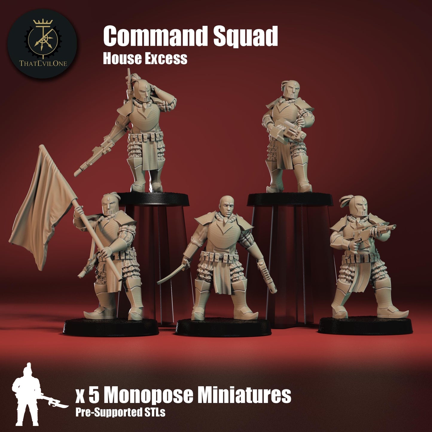 House Excess Command, Monopose Sci-Fi warriors by ThatEvilOne, Sci-Fi Wargames Proxy, Imperial heretic Auxillia Landsknecht Heresy Models