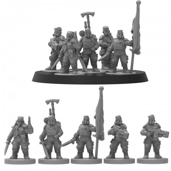 Smol Heckghost High Command, 8mm Scale Monopose Sci-Fi warriors by ThatEvilOne, Miniature Sci-Fi Wargames Proxy