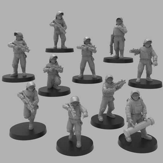 Heck Ghosts Security Officer w/ SMGs, Semi-modular Sci-Fi warriors by ThatEvilOne, Sci-Fi Wargames Guard Proxy, Imperial Auxillia Army