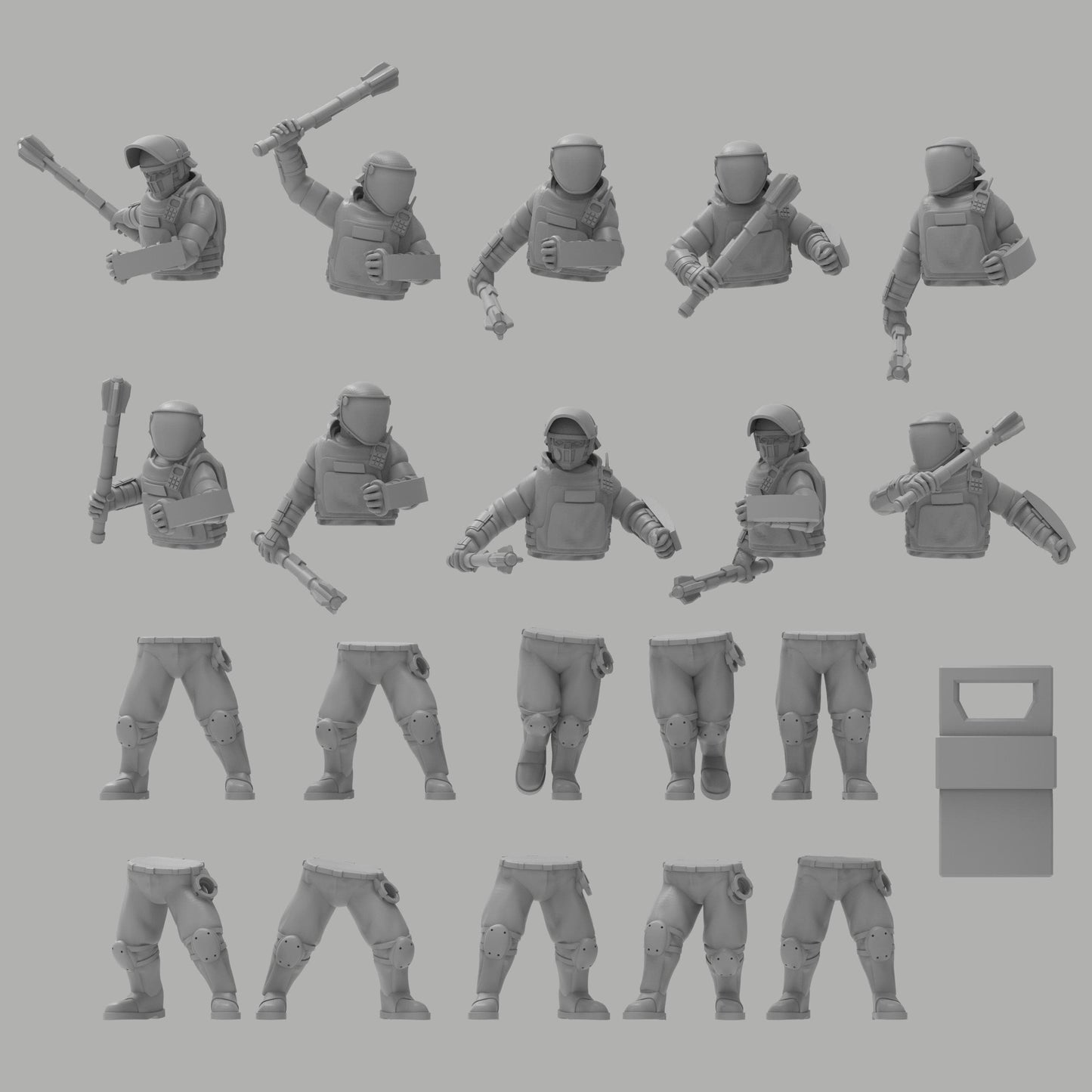 Heck Ghosts Security Officer w/ Mauls, Semi-modular Sci-Fi warriors by ThatEvilOne, Sci-Fi Wargames Guard Proxy, Imperial Auxilia Army