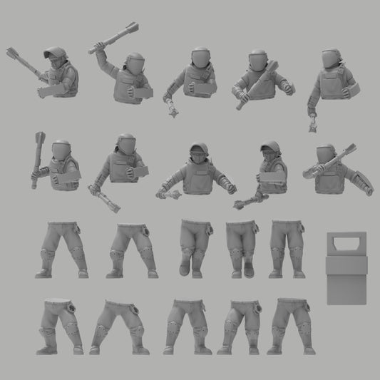 Heck Ghosts Security Officer w/ Mauls, Semi-modular Sci-Fi warriors by ThatEvilOne, Sci-Fi Wargames Guard Proxy, Imperial Auxilia Army