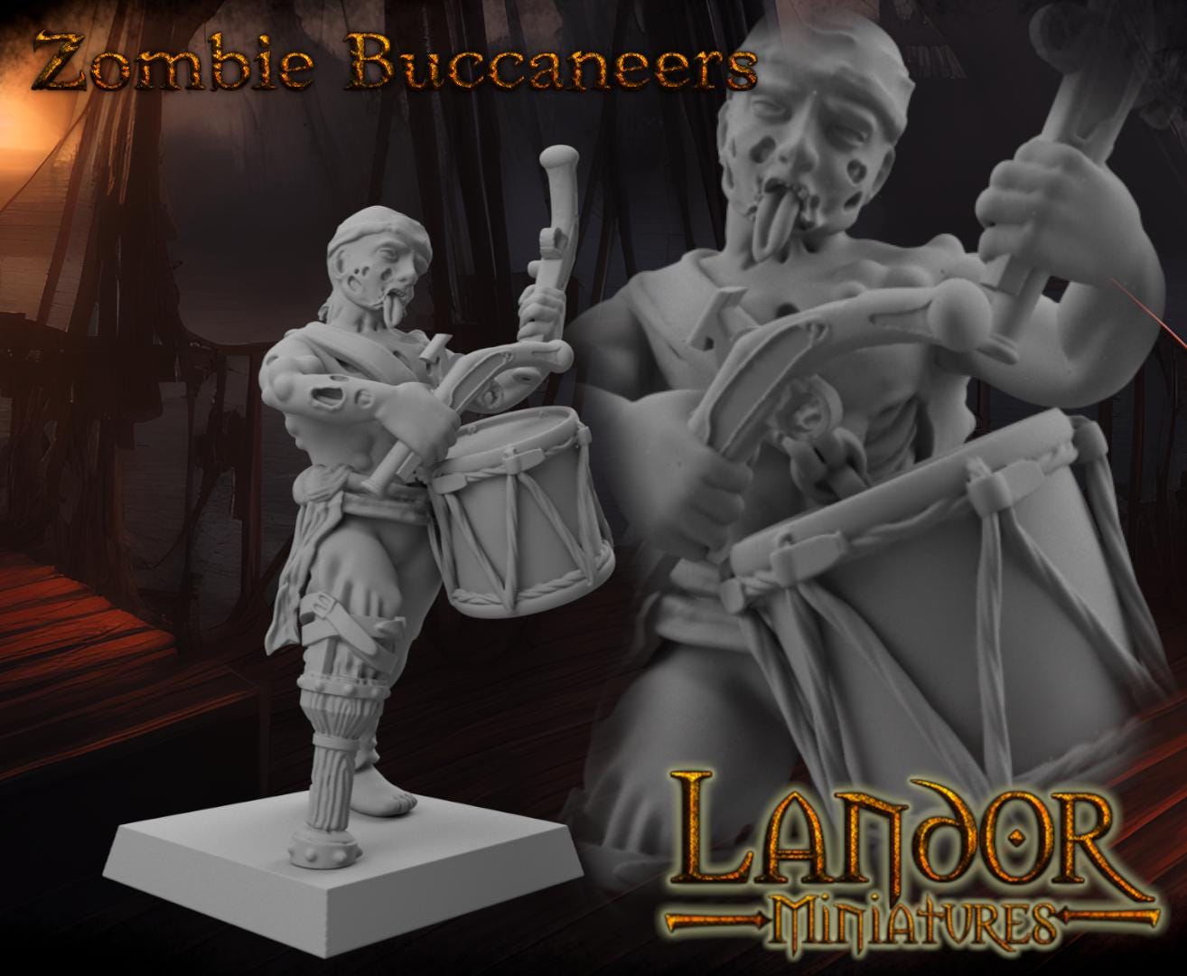 Zombie Buccaneers, Modular Undead Swashbucklers by Landor Miniatures! Vampire Coast for Fantasy Wargames