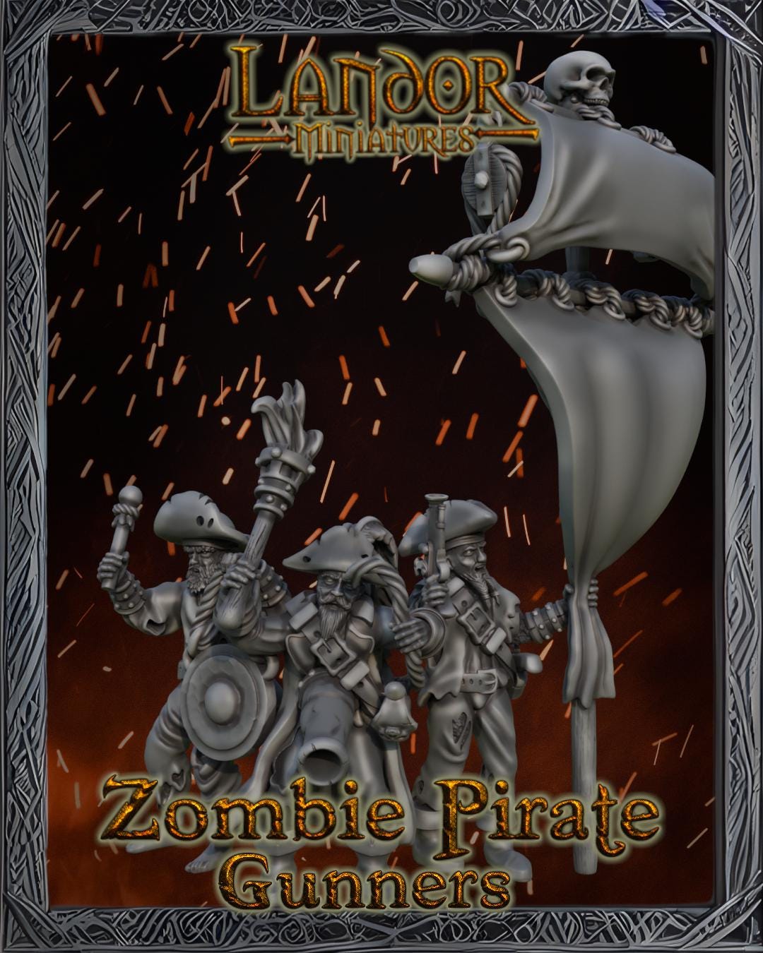Zombie Pirates Gunners, Modular Undead Swashbucklers by Landor Miniatures! Vampire Coast for Fantasy Wargames