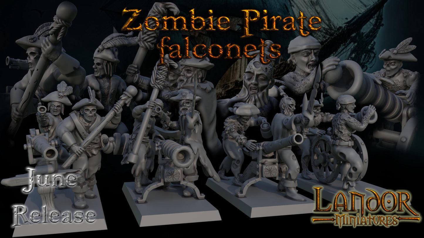 Zombie Pirates Falconets, Modular Undead Swashbucklers by Landor Miniatures! Vampire Coast for Fantasy Wargames