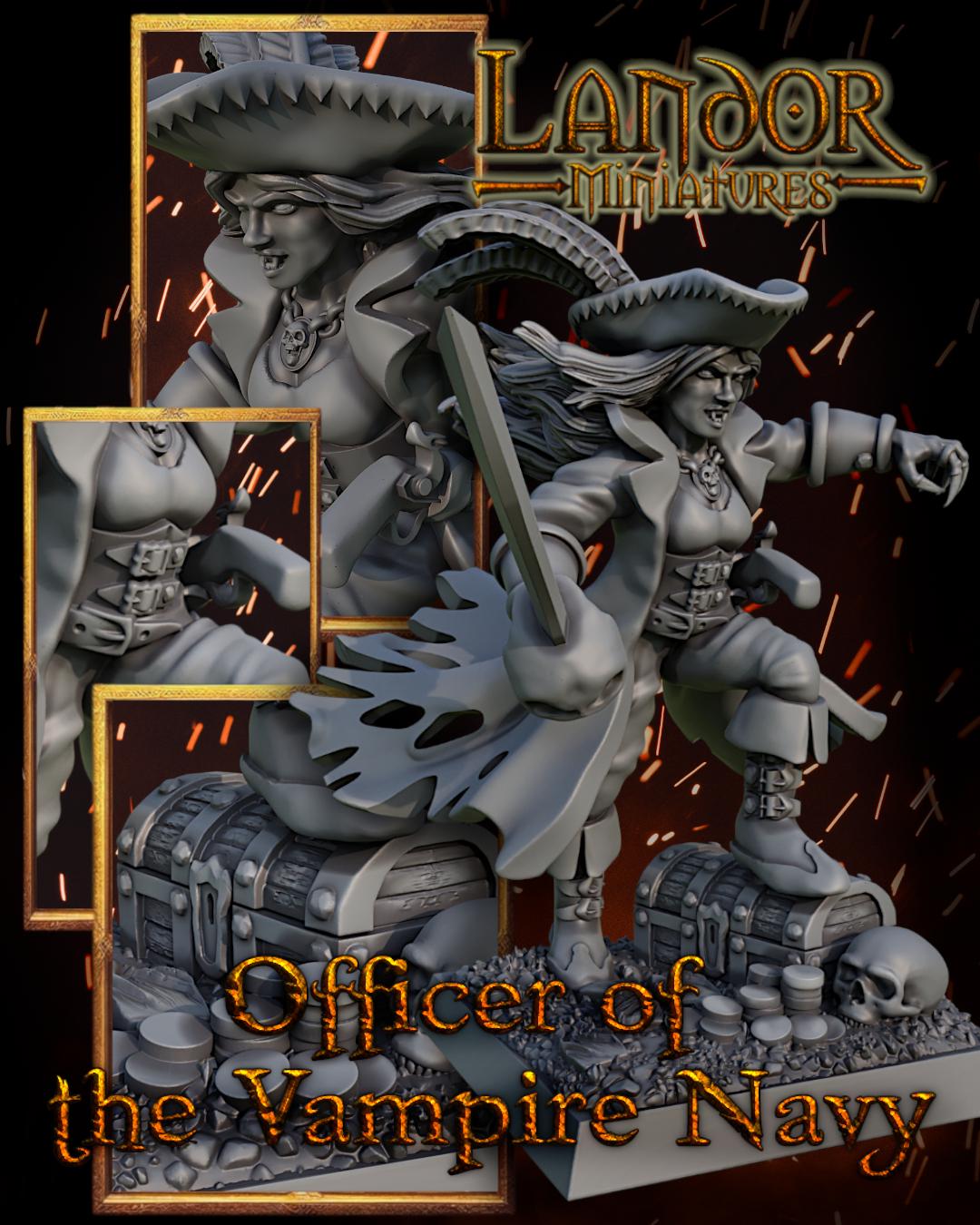 Vampire Pirate Captain, Modular Undead Swashbucklers by Landor Miniatures! Vampire Coast for Fantasy Wargames