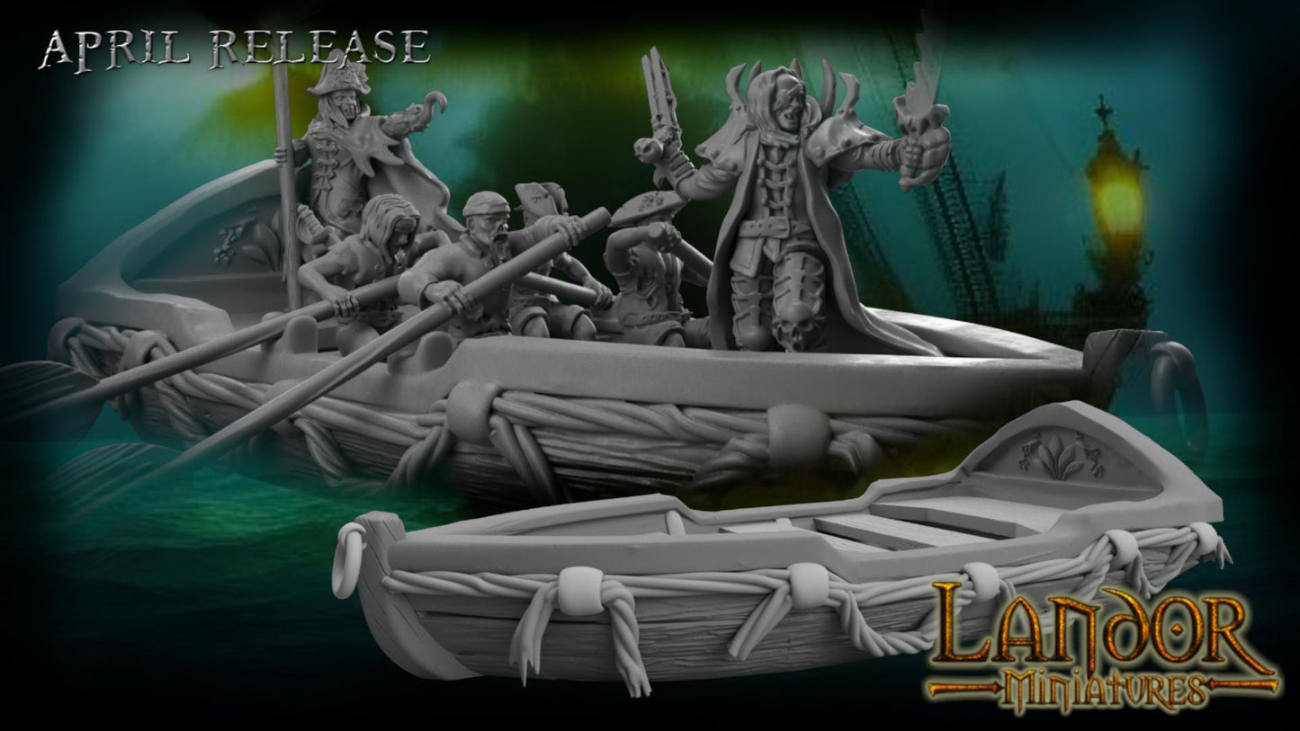 Pirate Rowboat, Modular Undead Swashbucklers by Landor Miniatures! Vampire Coast for Fantasy Wargames