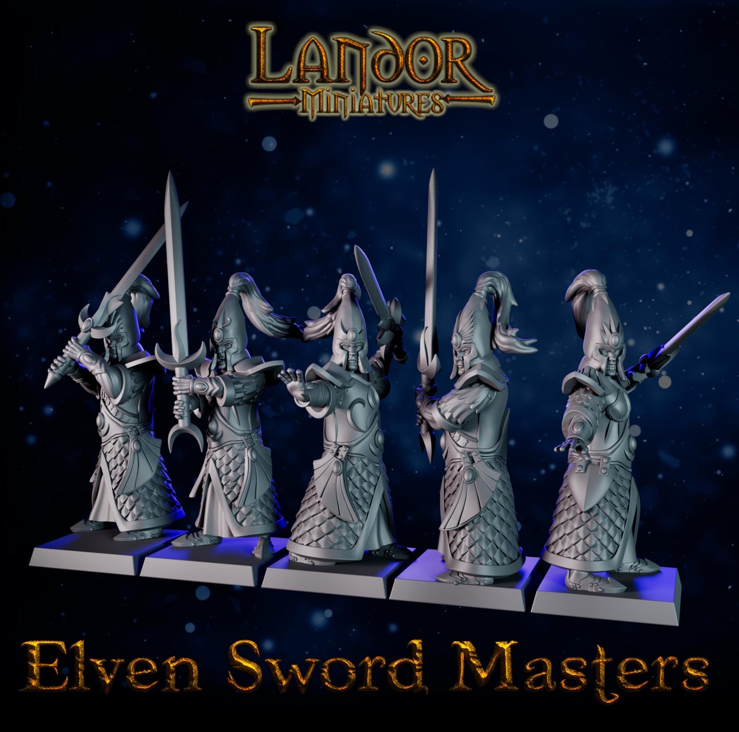 Elven Sword Masters, Modular High Elven miniatures by Landor Miniatures! High Elves for Fantasy Wargames
