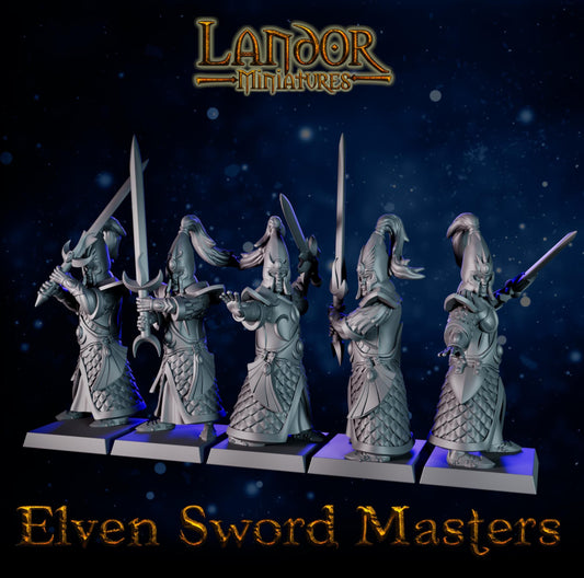 Elven Sword Masters, Modular High Elven miniatures by Landor Miniatures! High Elves for Fantasy Wargames