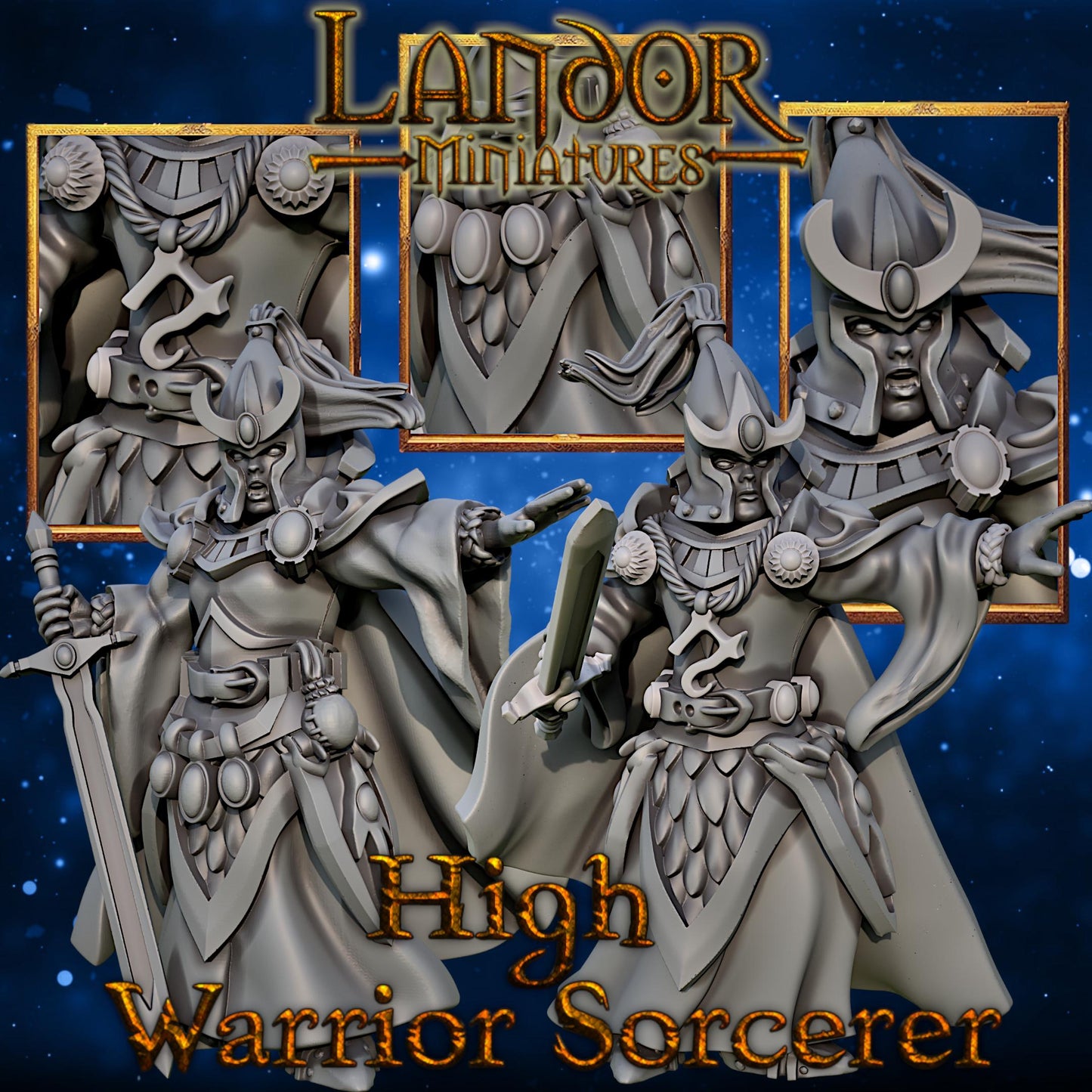 High Elf Sword Sorcerer, Modular High Elven miniatures by Landor Miniatures! High Elves for Fantasy Wargames