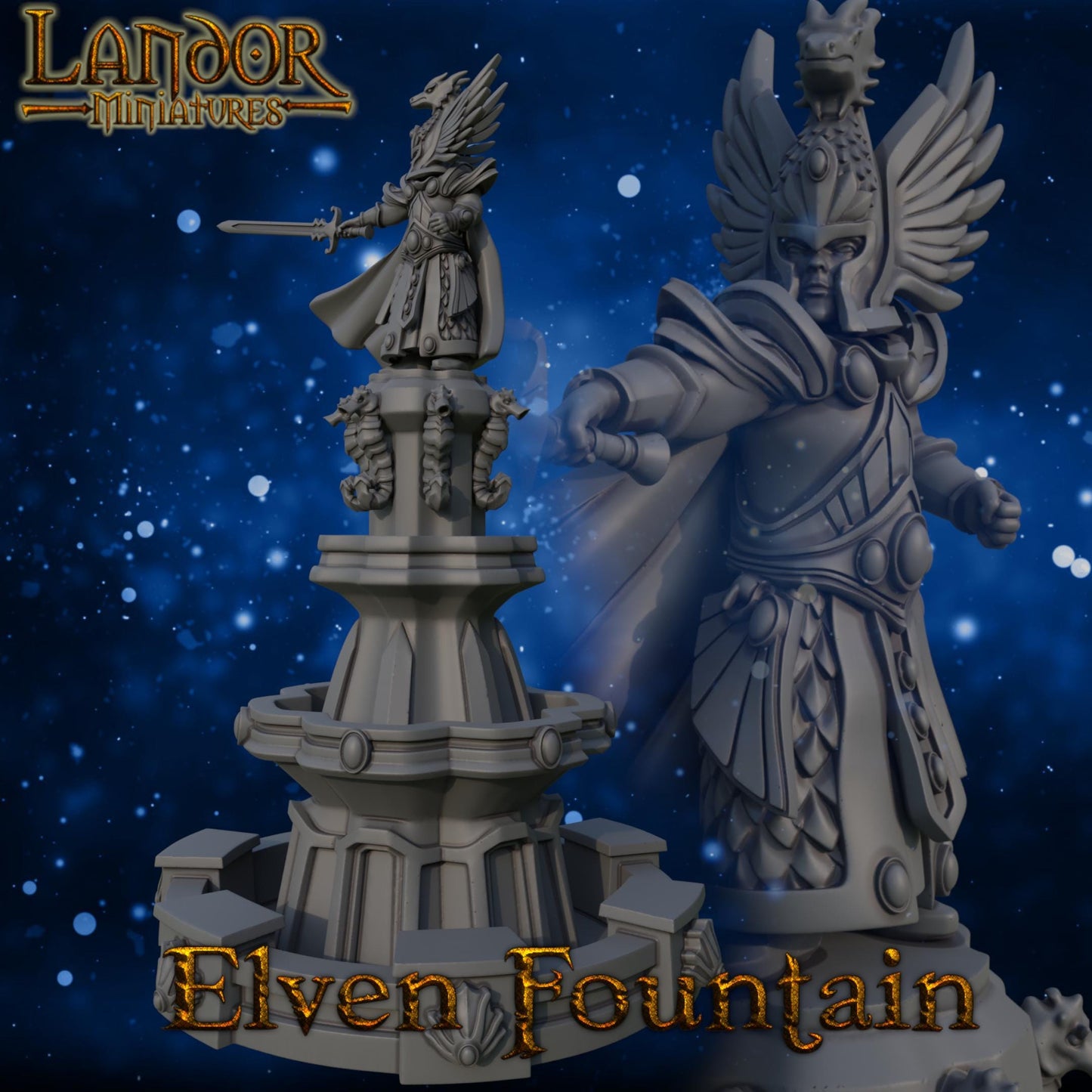 Elven Fountain, Modular High Elven Terrain by Landor Miniatures! High Elves for Fantasy Wargames