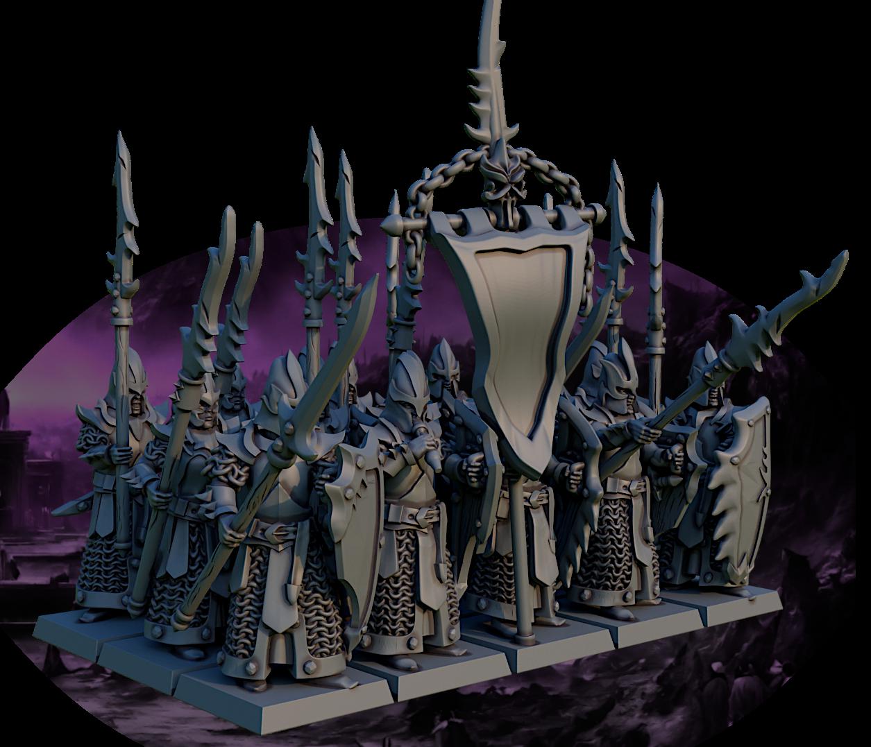 Dark elves Spearmen, Modular Dark Elven miniatures by Landor Miniatures! Dark Elves for Fantasy Wargames
