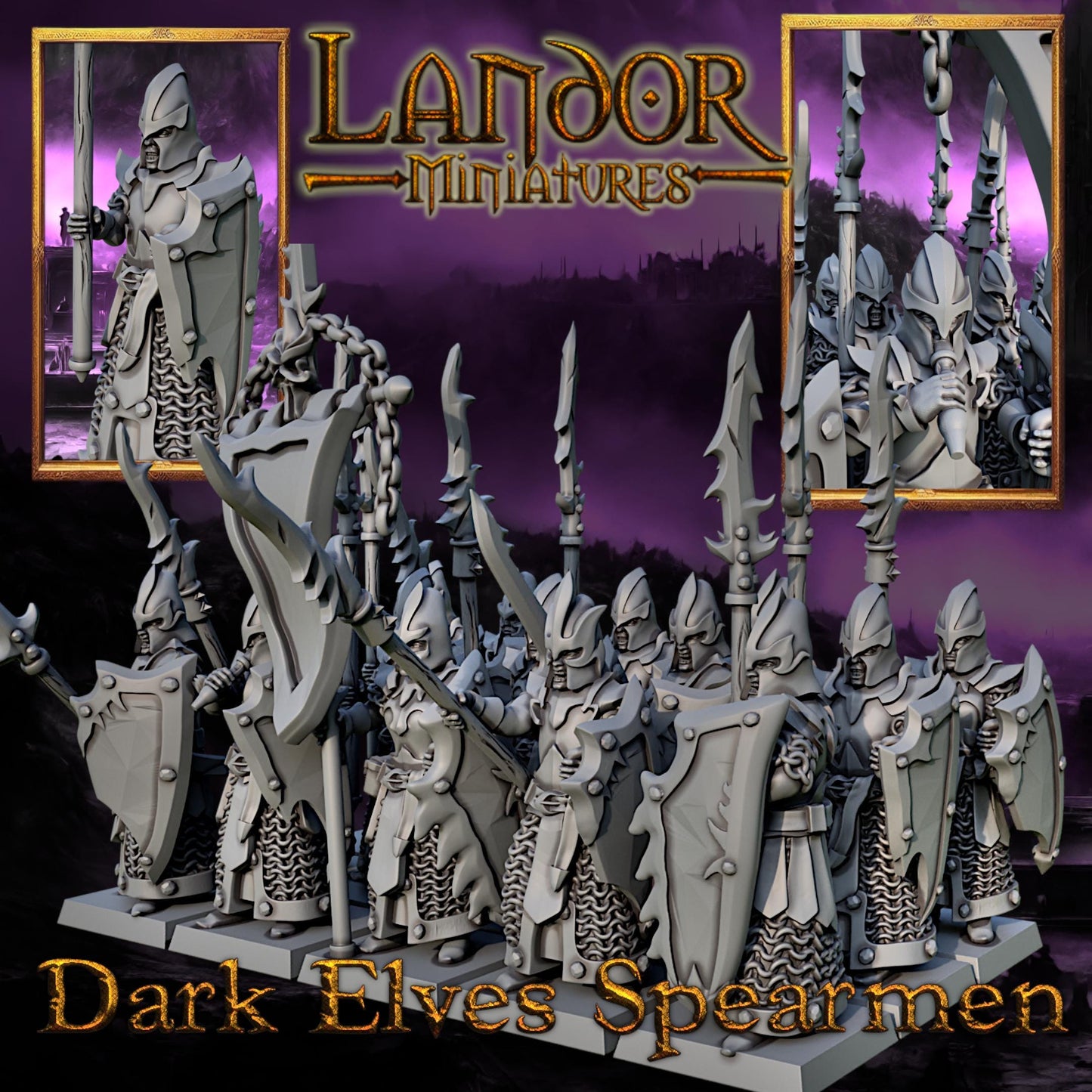 Dark elves Spearmen, Modular Dark Elven miniatures by Landor Miniatures! Dark Elves for Fantasy Wargames