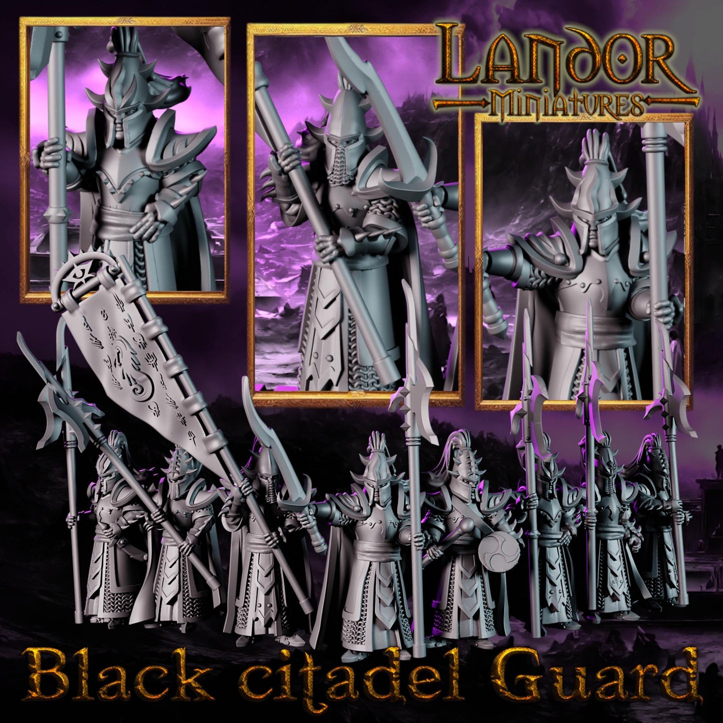 Dark Elf Black Citadel Guard, Modular Dark Elven miniatures by Landor Miniatures! Dark Elves for Fantasy Wargames