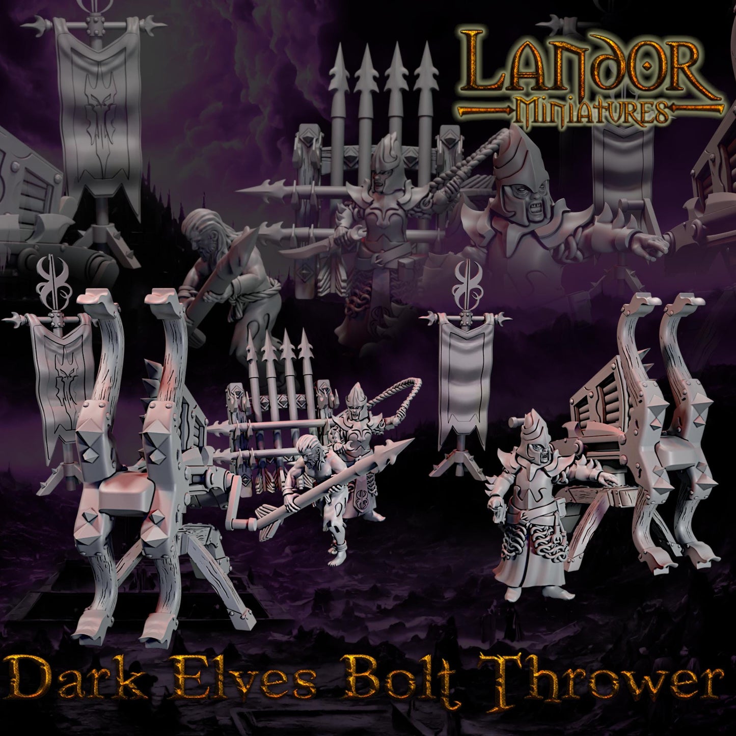 Dark Elves Bolt Thrower, Modular Dark Elven miniatures by Landor Miniatures! Dark Elves for Fantasy Wargames