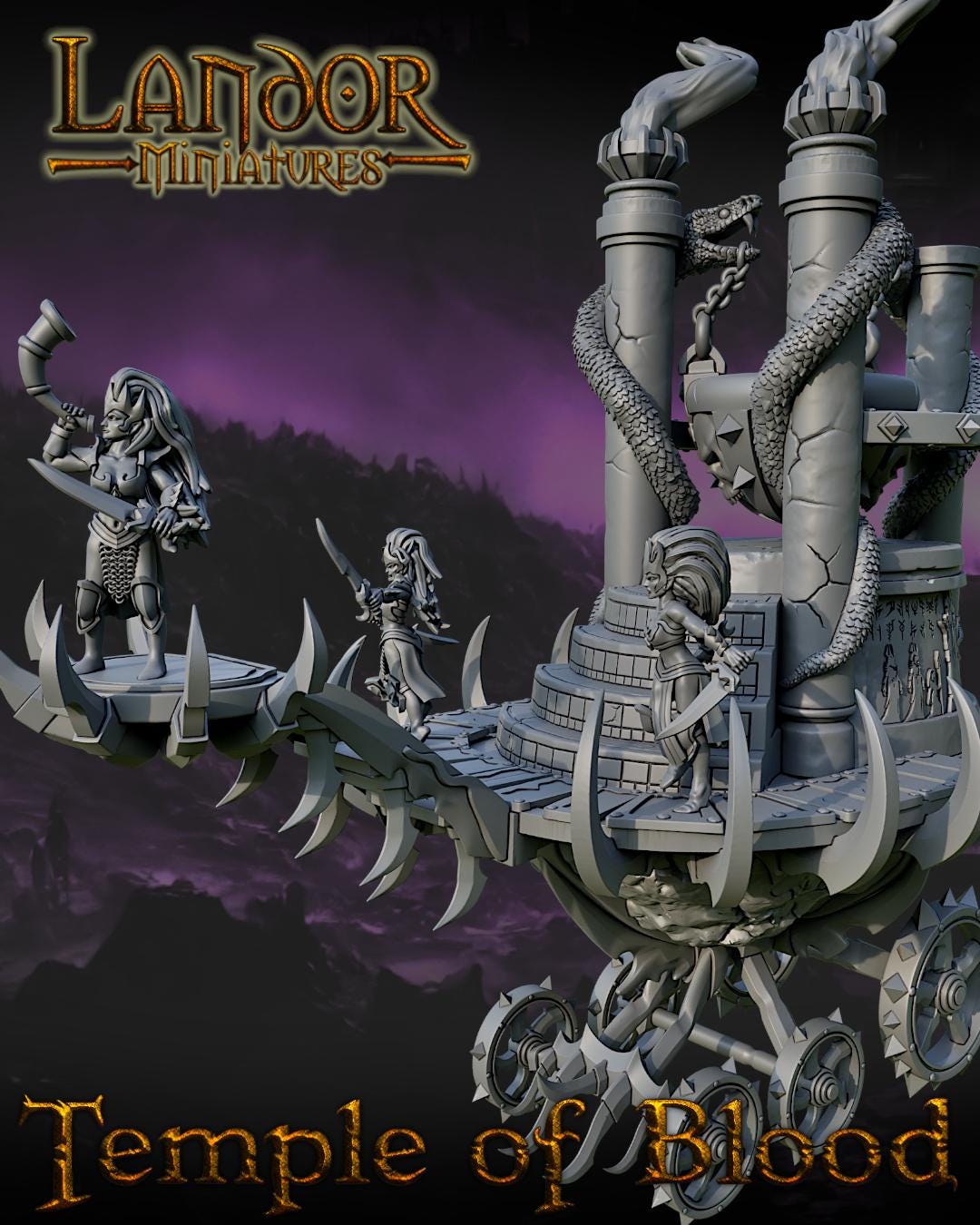 Temple of Blood, Modular Dark Elven miniatures by Landor Miniatures! Dark Elves for Fantasy Wargames