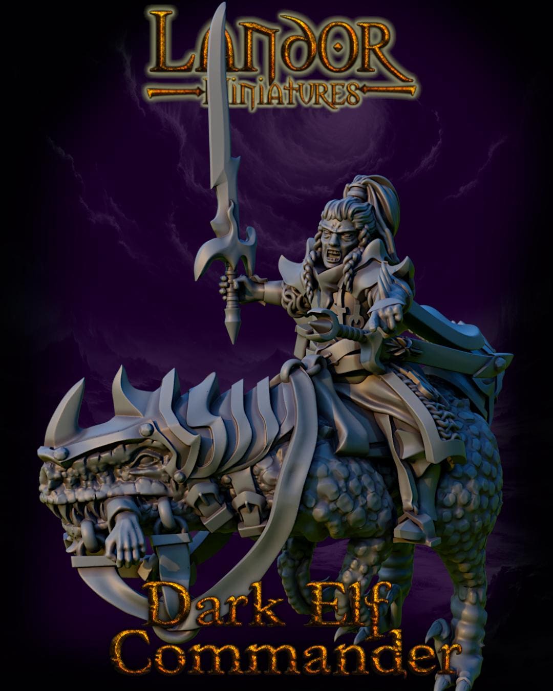 Dark Elf Commander, Modular Dark Elven miniatures by Landor Miniatures! Dark Elves for Fantasy Wargames