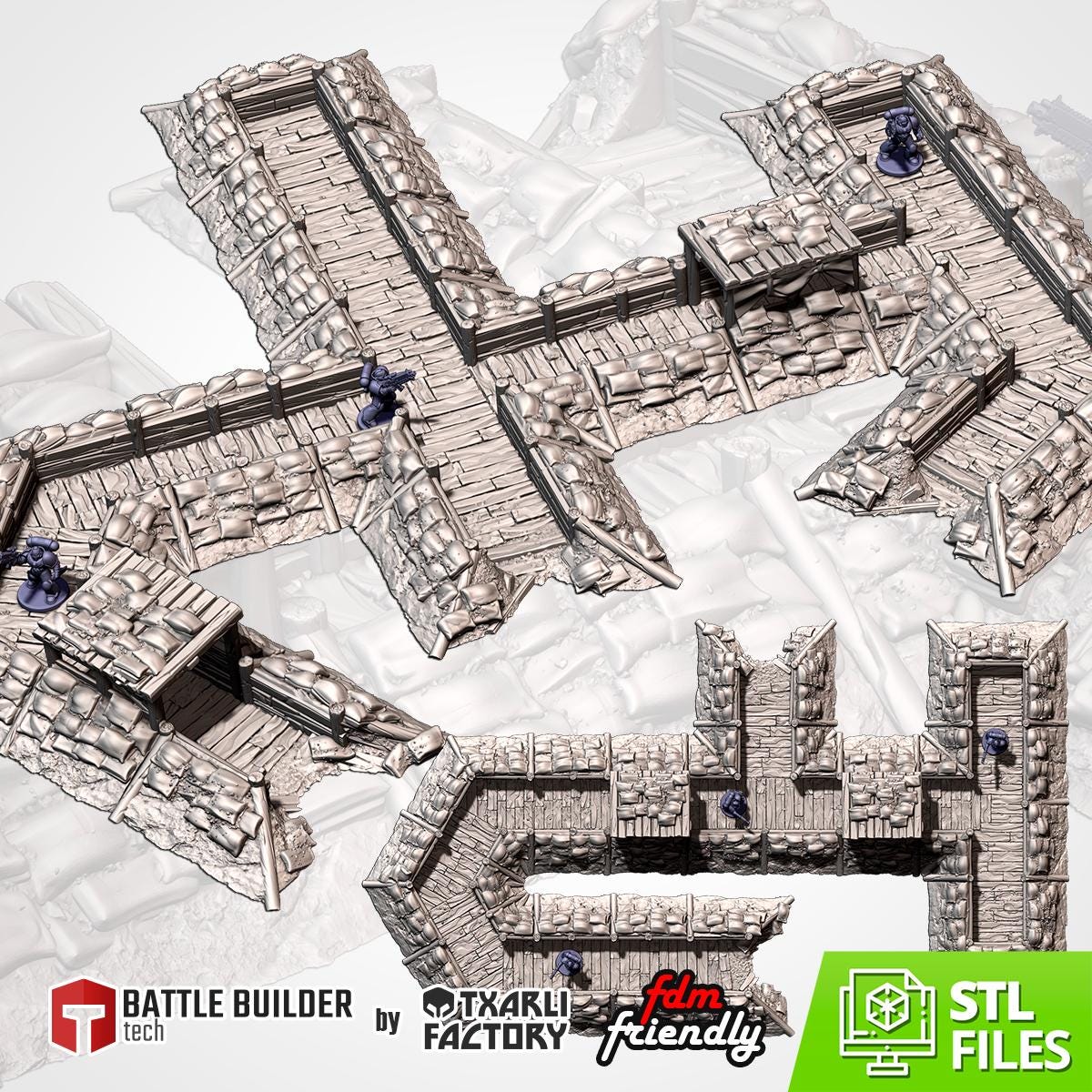 MODULAR TRENCHES WWII Trench Terrain Set, Perfect for Tabletop Wargames