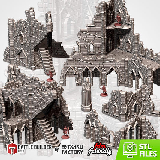 Modular CURSED FORTRESS by Txarli Factory Fantasy Terrain Ruined Castle Set, Perfect for Tabletop Wargames