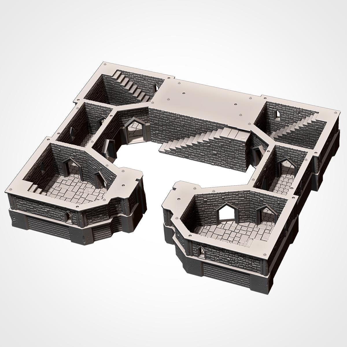 Modular CASTLE / STRONGHOLD by Txarli Factory Fantasy Terrain Ruined Castle Set, Perfect for Tabletop Wargames