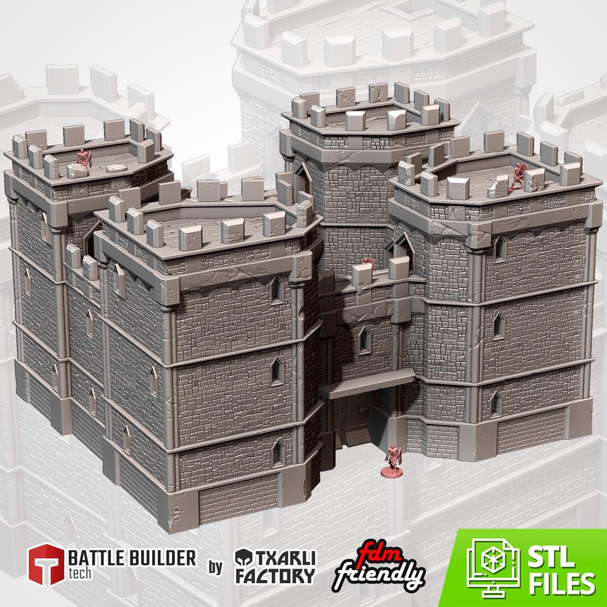 Modular CASTLE / STRONGHOLD by Txarli Factory Fantasy Terrain Ruined Castle Set, Perfect for Tabletop Wargames