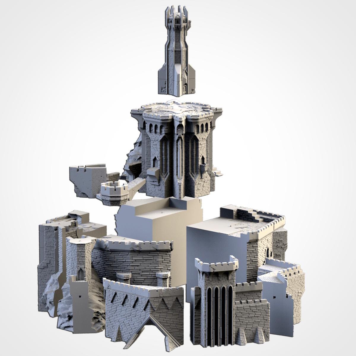 Modular DARK FORTRESS by Txarli Factory Fantasy Terrain Ruined Castle Set, Perfect for Tabletop Wargames