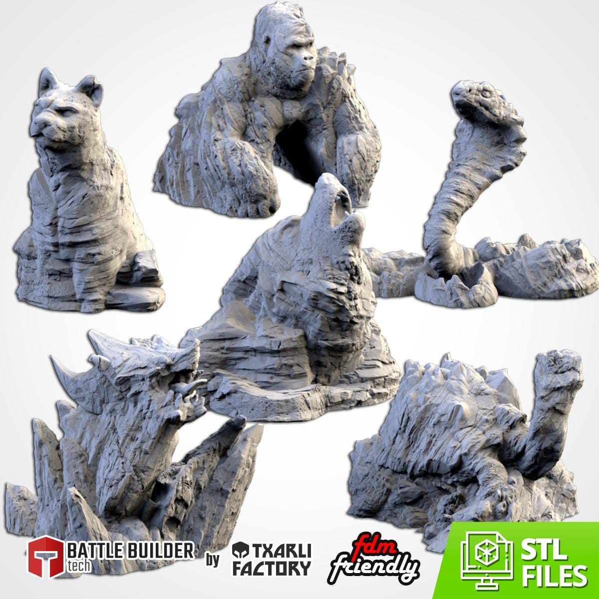 ANIMAL ROCKS Modular Wargaming Hill Terrain by Txarli Factory for Tabletop Wargames