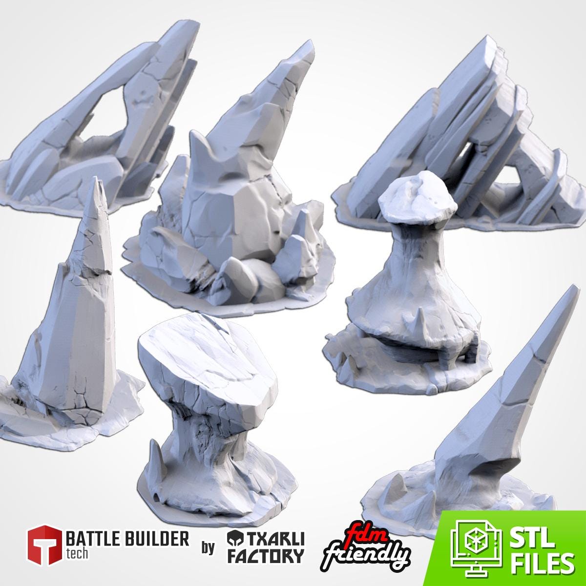 ICE MOUNTAINS Modular Wargaming Scatter Terrain by Txarli Factory for Tabletop Wargames