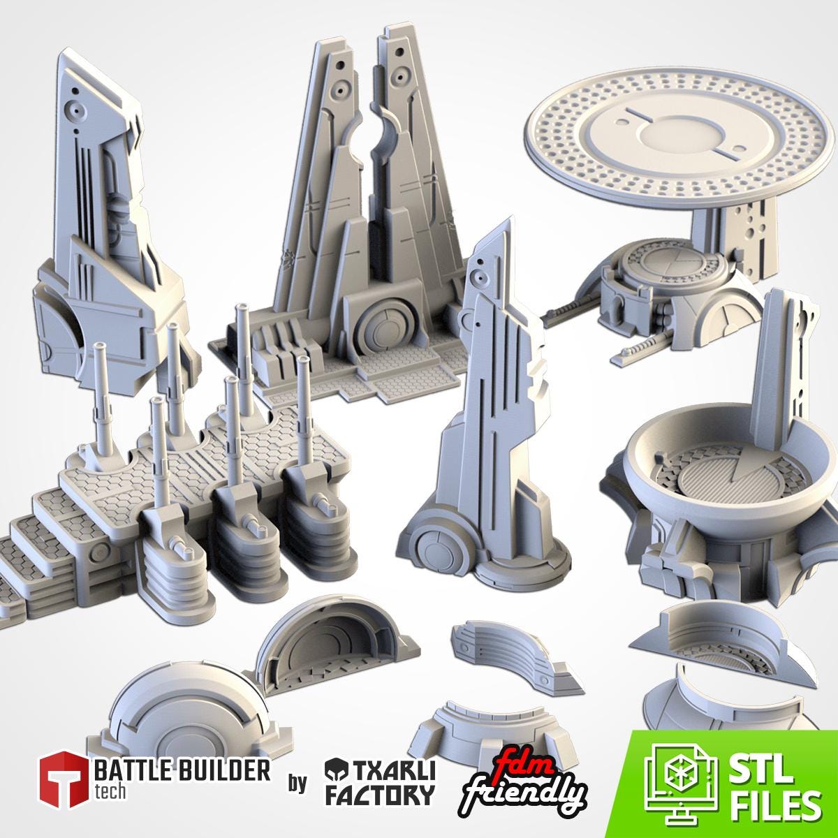 XENOS BUILDINGS 03 Modular Wargaming Sci-Fi World Terrain by Txarli Factory for Tabletop Wargames