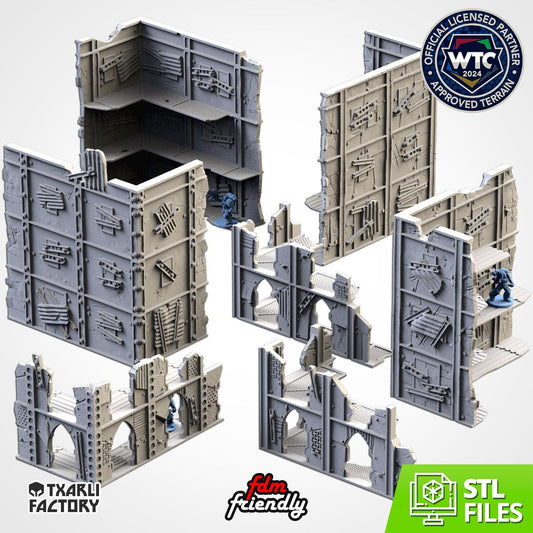 Modular POSTAPOCALYPTIC RUINS WTC 01 set Txarli Factory Ruined Building Terrain Cityscape Set, Perfect for Tabletop Wargames