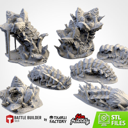 Modular SANDWORMS Txarli Factory Monstrous Terrain Set, Perfect for Tabletop Wargames
