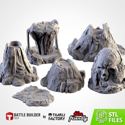 VOLCANIC TERRAIN Modular Wargaming Scatter Terrain by Txarli Factory for Tabletop Wargames