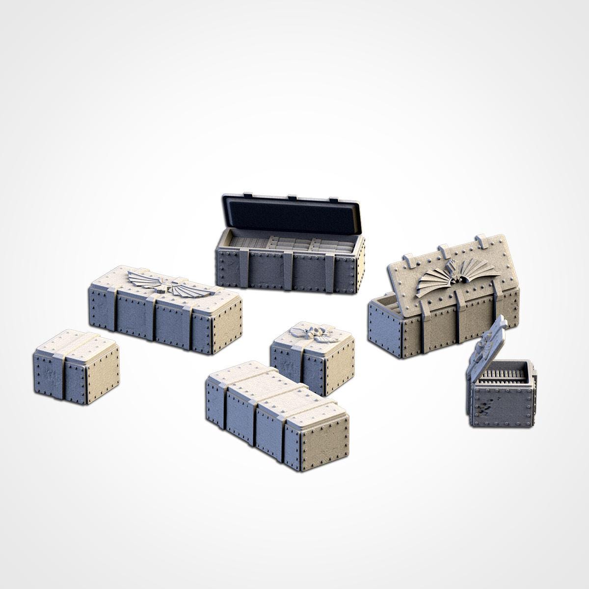 Modular PROVISIONS & CONTAINERS set Txarli Factory Ruined Scatter Terrain Set, Perfect for Tabletop Wargames