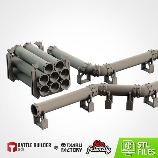 Modular PIPES set Txarli Factory Ruined Scatter Terrain Set, Perfect for Tabletop Wargames