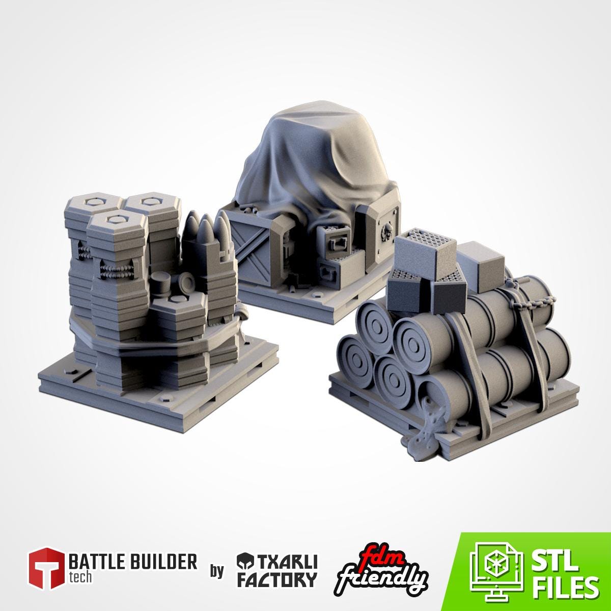 Modular SUPPLIES PACK set Txarli Factory Ruined Scatter Terrain Set, Perfect for Tabletop Wargames